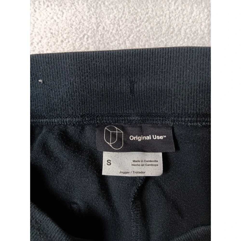 Original Use Mens Black Fleece Jogger Sweatpants Small Drawstring Tapered Leg